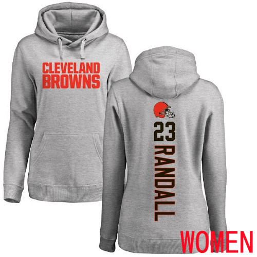 Cleveland Browns Damarious Randall Women Ash Jersey #23 NFL Football Backer Pullover Hoodie Sweatshirt
